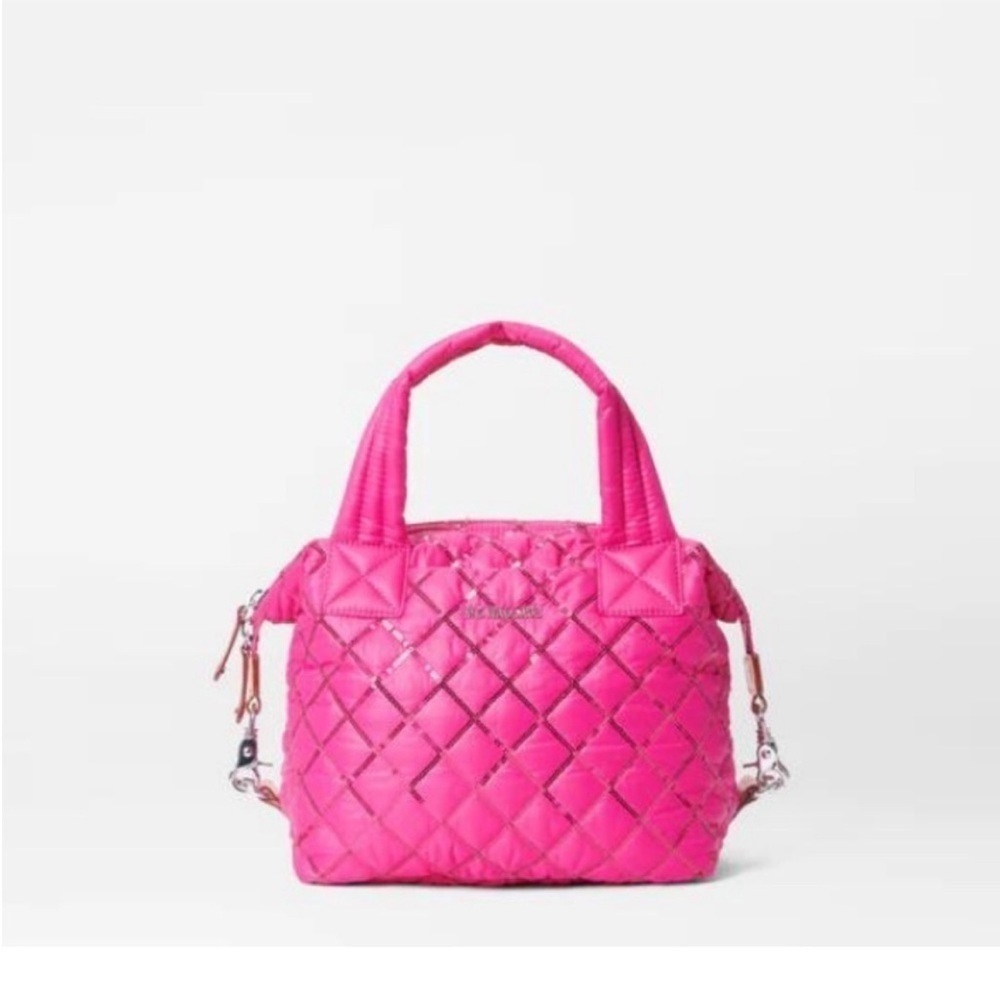 NWT new MZ Wallace Bright Fuchsia With Sequin Small Sutton Deluxe pink bling - Picture 3 of 7